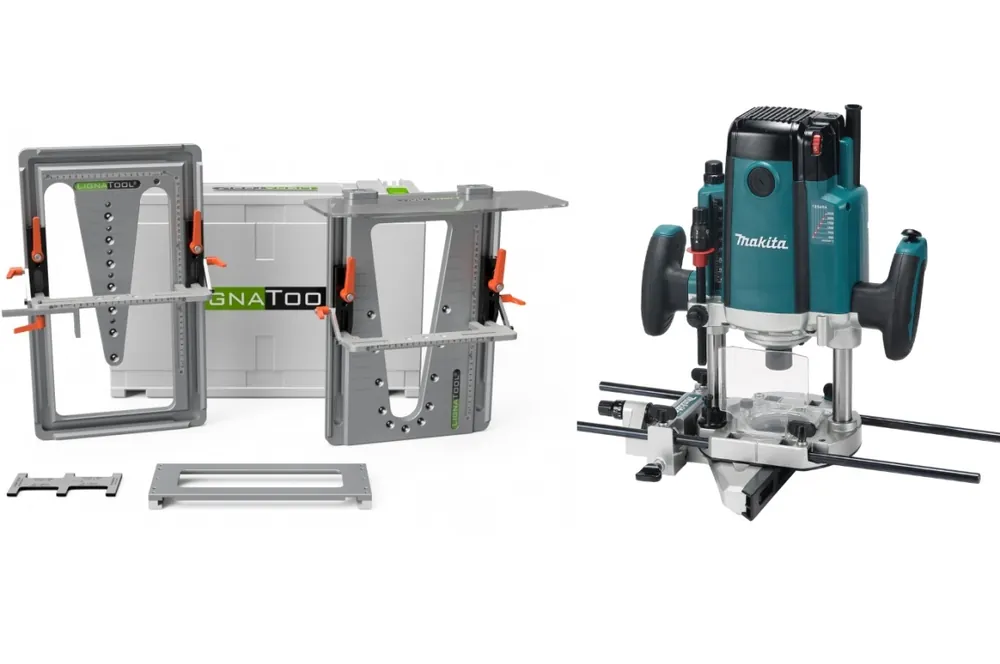 Lignatool LT080PRRP2303FC04 ensemble de gabarit de fraisage à queue d‘aronde ensemble professionnel + Makita RP2303FC04