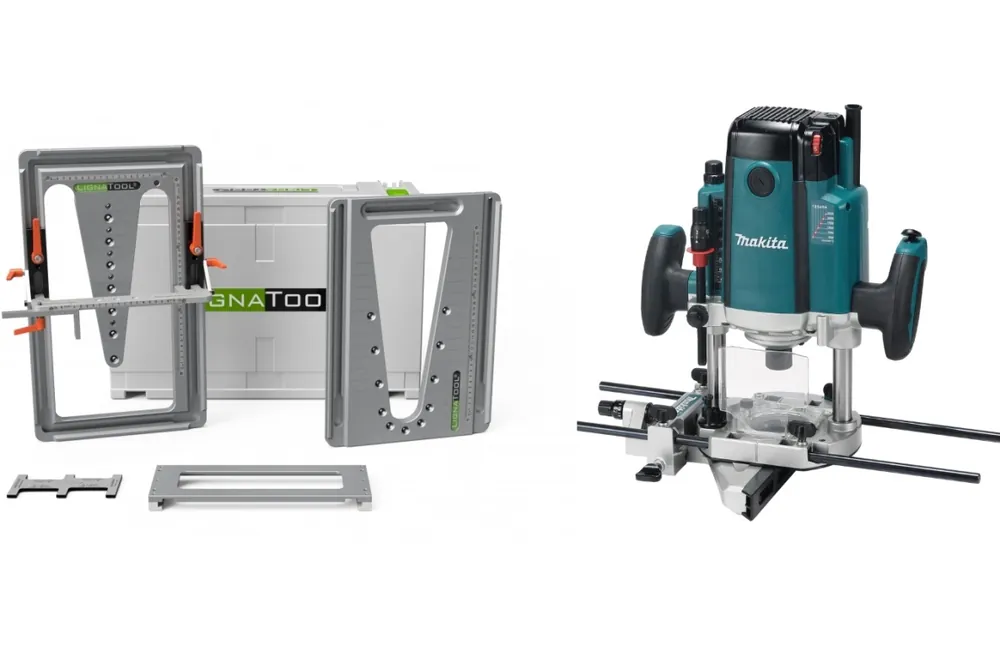 Lignatool LT080SRRP2303FC04 Ensemble de gabarit de fraisage à queue d‘aronde Emballage standard + Routeur Makita RP2303FC04C04