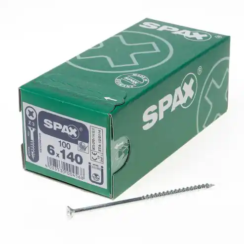 SPAX 1081010601405 Vis à panneaux d‘aggloméré 6x 140 mm tête fraisée cruciforme Z3 filetage partiel WIROX 100pcs