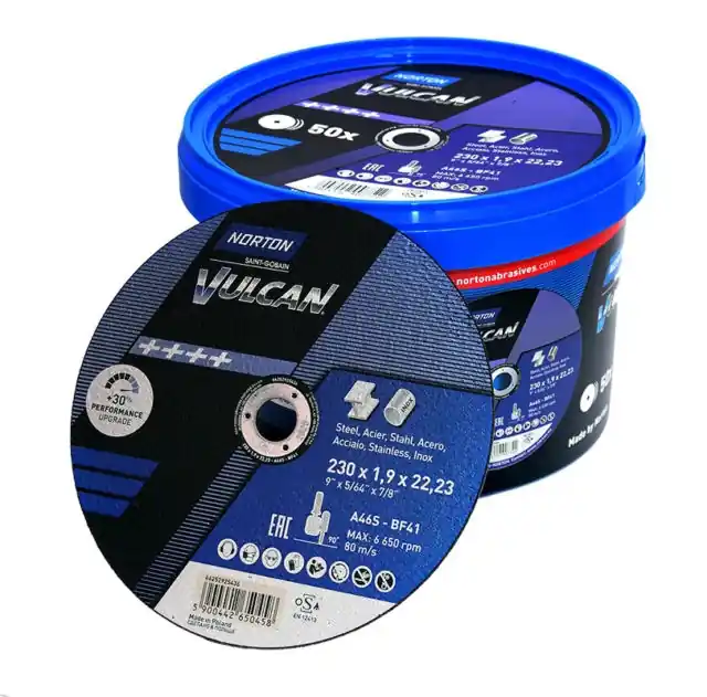 Norton Clipper 66252839959 Vulcan Disques à tronçonner 230x1,9x22,23mm 50 pièces en seau