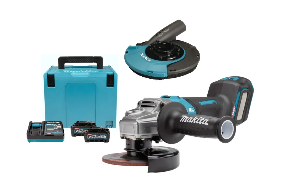 Makita GA023GM201Kap Meuleuse d‘angle avec AWS 125mm 40V 4,0Ah Li-Ion en MBox + Aspirateur de poussière disque bol 115-125mm