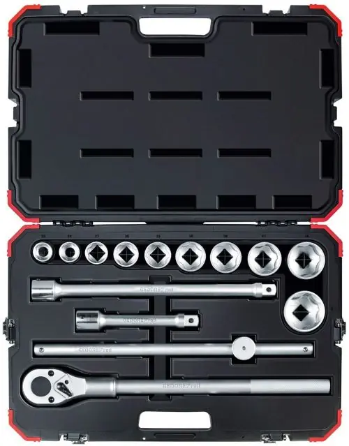 Gedore RED 3300011 R78004014 Jeu de clés à douille 3/4" Métrique 14 pièces
