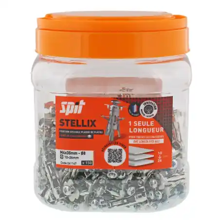 Spit Fixations 060143 Cheville murale creuse Stellix avec vis M4/35 150 pcs en boîte