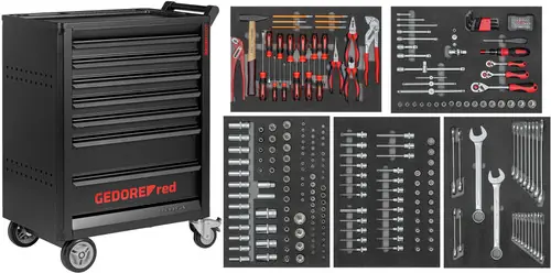 Gedore RED 3301678 R22071005 Chariot à outils rempli GEDWORKER 7 tiroirs 273 pièces