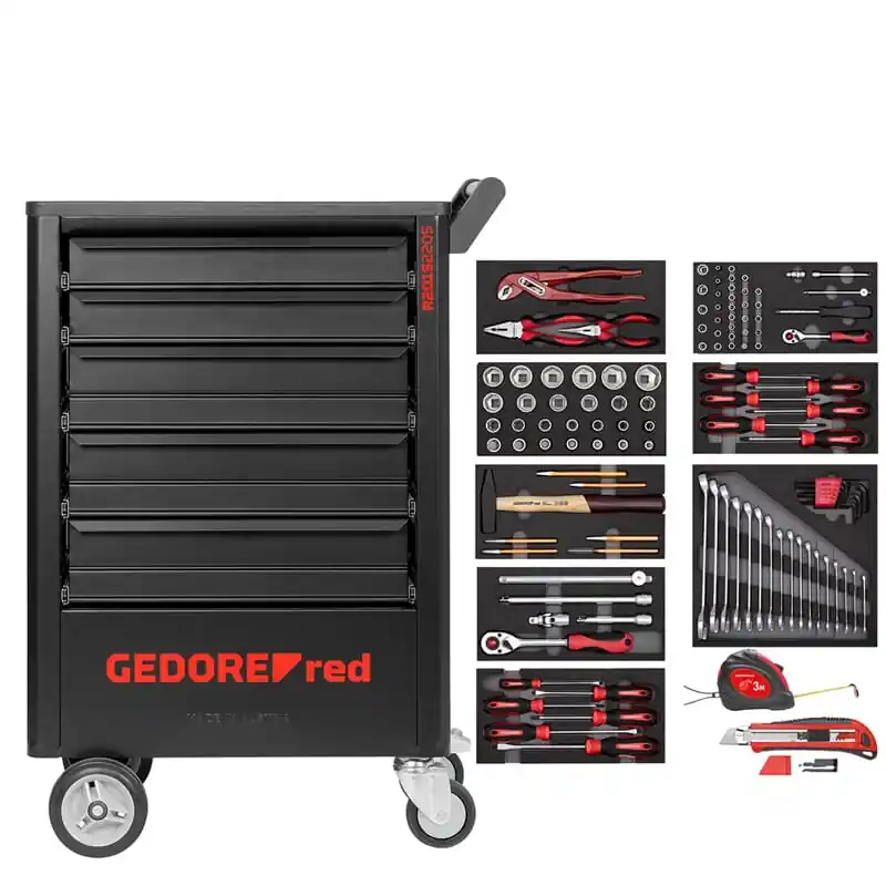 Gedore RED 3301676 R21562005 Chariot à outils rempli GEDWORKER 5 tiroirs 119 pièces