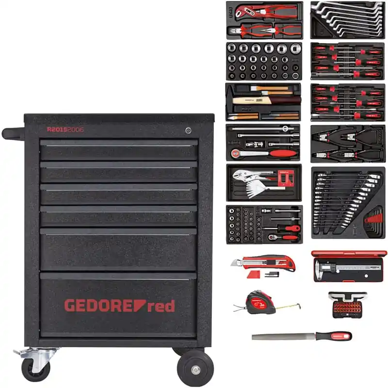 Gedore RED 3300013 R21562002 Chariot à outils rempli MECHANIC 6 tiroirs 166 pièces
