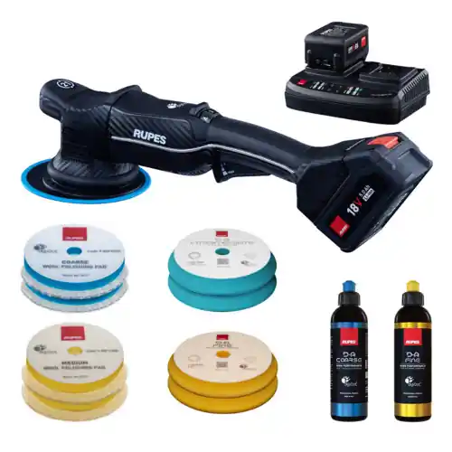 Rupes RU-HLR21/CB2/BAS iBrid Bigfoot Set de polisseuses excentriques 150mm 18V 5.0Ah li-ion
