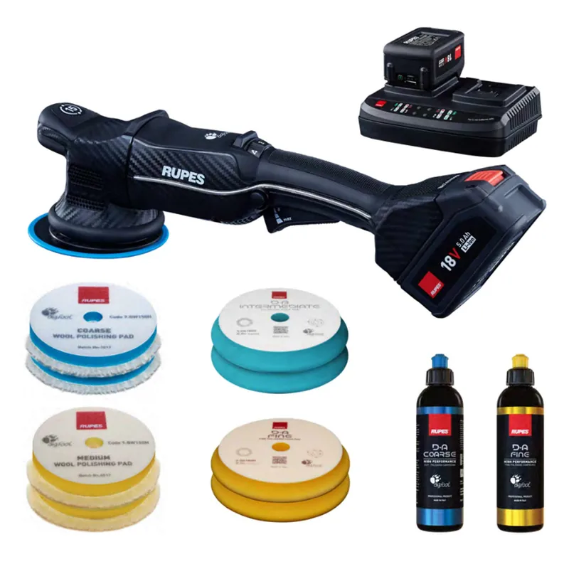 Rupes RU-HLR15/CB2/BAS iBrid Bigfoot Set de polisseuses excentriques 125mm 18V 5.0Ah Li-Ion