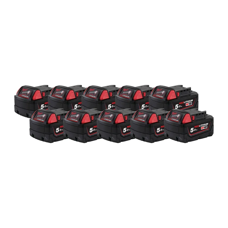 Milwaukee Accessoires M18B510pack M18 B5 10-pack -10 x batterie 18 Volt 5.0Ah Li-Ion