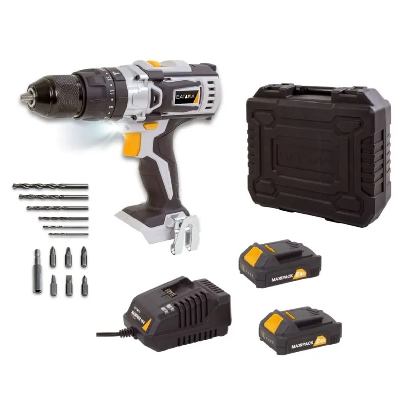 Batavia 7063810 Perceuse à percussion sans fil MaxxPack 18V 40 Nm SET (2 x batterie 2Ah)