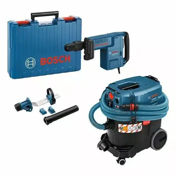Bosch Bleu 0615A5004L Marteau de démolition GSH 11 E + aspirateur AFC GAS 35 M + accessoire d‘extraction GDE Max