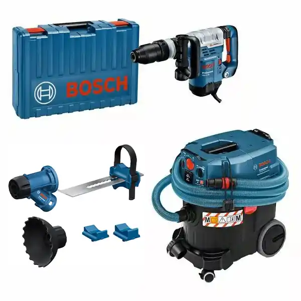 Bosch Bleu 0615A5004M Marteau de démolition GSH 5 CE + aspirateur GAS 35 M AFC + accessoire d‘extraction GDE Max