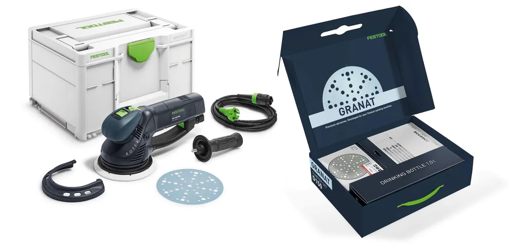 Festool 578181 RO150 FEQ GR-Set P Rotex ponceuse excentrique polyvalente + STF D150/48 GR-Set P Jeu de disques abrasifs Granat