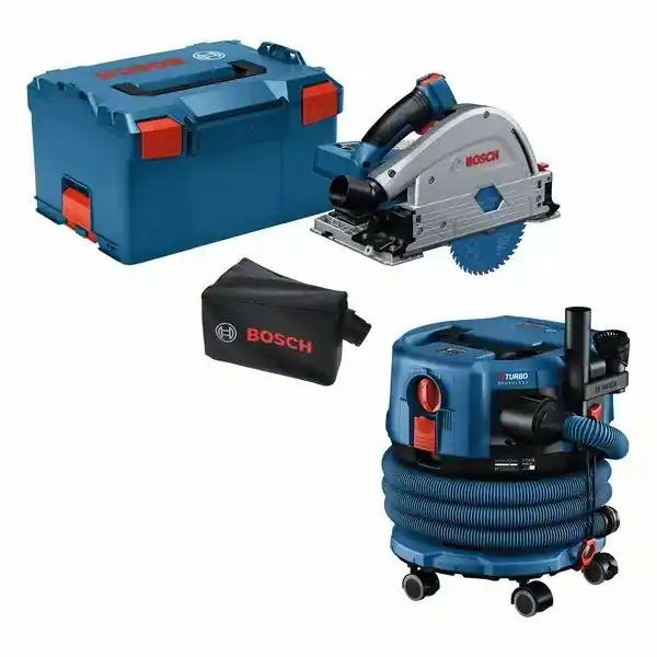 Bosch Bleu 0615A5004N GKT 18V-52 GC Accu Drop-in saw + GAS 18V-12 MC Accu hoover excl. batteries et chargeur