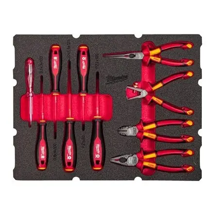 Milwaukee Accessoires 4932493637 Jeu de tournevis et de pinces PACKOUT Foam Inlay 9-piece Electriciens