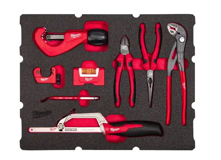 Milwaukee Accessoires 4932493639 Set d‘outils PACKOUT Foam Inlay 8-piece Plumber
