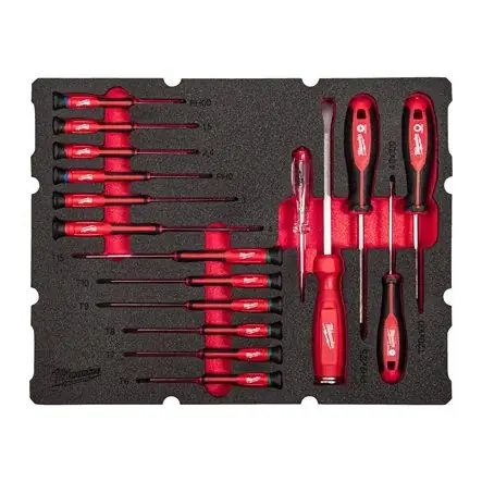 Milwaukee Accessoires 4932493644 Jeu de tournevis de précision PACKOUT Foam Inlay 17 pièces