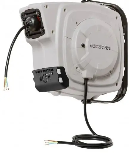 Ecodora 567000009 Enrouleur de tuyau 9m (1-230V) - câble 3x2,5mm² + SPEEDCONTROL - (0E2325F) sans connecteur
