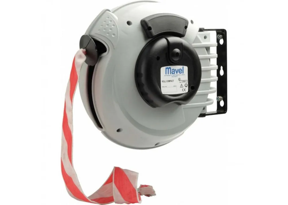 Contimac 568808400 Enrouleur de tuyau compact avec bande d‘avertissement 20m - rouge/blanc