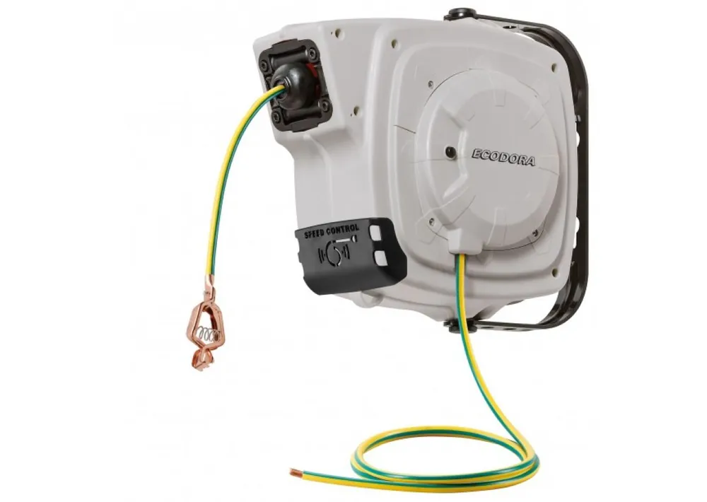 Ecodora 567000004 Enrouleur de tuyau 10m (mise à la terre) - câble 16mm²+ SPEEDCONTROL - (0E1161PF)