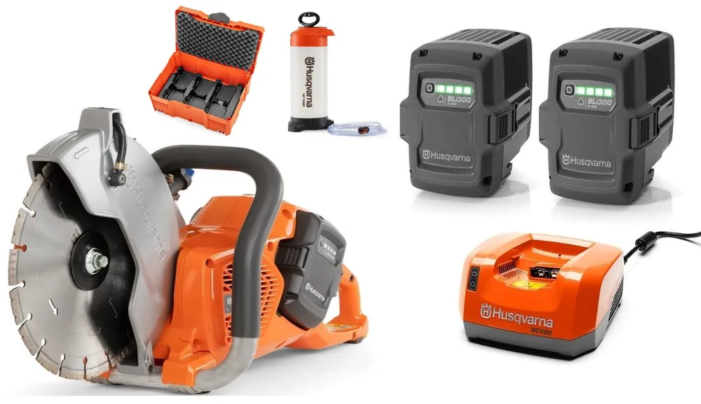 Husqvarna K540ICOMBI A K540I Accu cutter 250mm 36V + 2 x BLi300 Battery + QC500 Quick charger + Water pressure tank