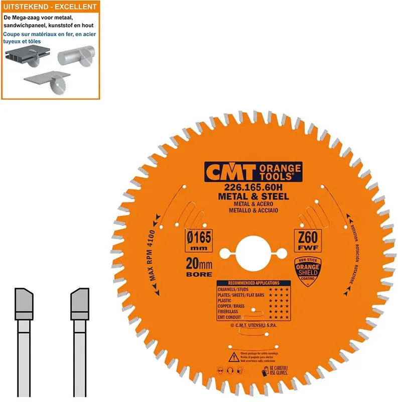 CMT 226.165.60H Lame de scie HW pour métal 165 x 20 x 60T