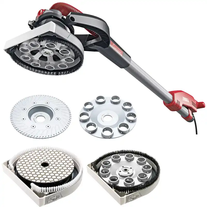 Flex-tools 532861 GDE 10 SET Thermo-Jet Girafe Ponceuse pour murs et plafonds avec plateau de ponçage diamanté Thermo-Jet et Surface-Jet