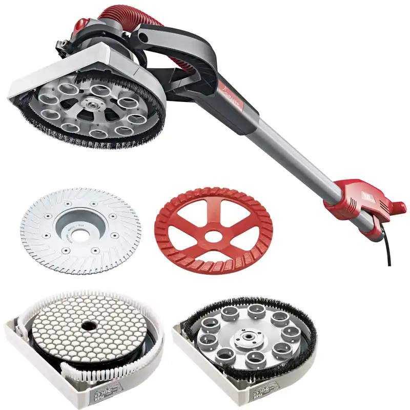 Flex-tools 532860 GDE 10 SET Turbo-Jet Girafe Ponceuse de murs et de plafonds avec Turbo-Jet et Surface-Jet, plateau de ponçage diamanté