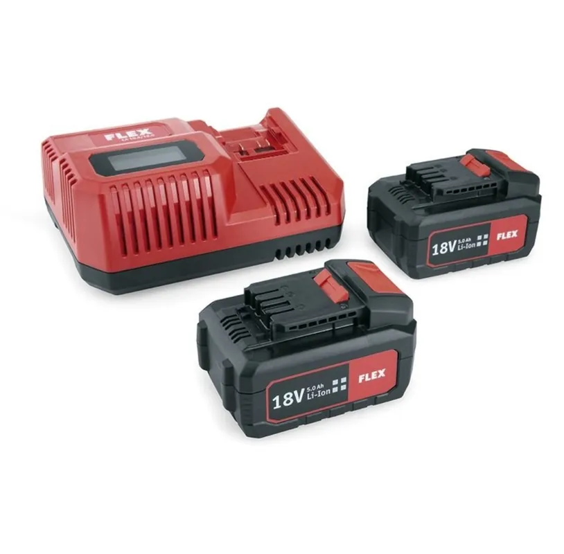 Flex-tools Accessoires 532739 P-Set 55 R Battery Set 18V 5.0Ah - 2 x AP18.0/5.0 batterie + CA10.8/18.0 chargeur rapide