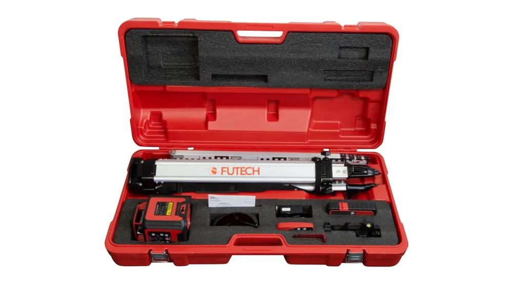 Futech 062.03R.4M.CS Spinner Red Case Set Rotation Laser + Tripod + Staff + Quattro MM receiver in case