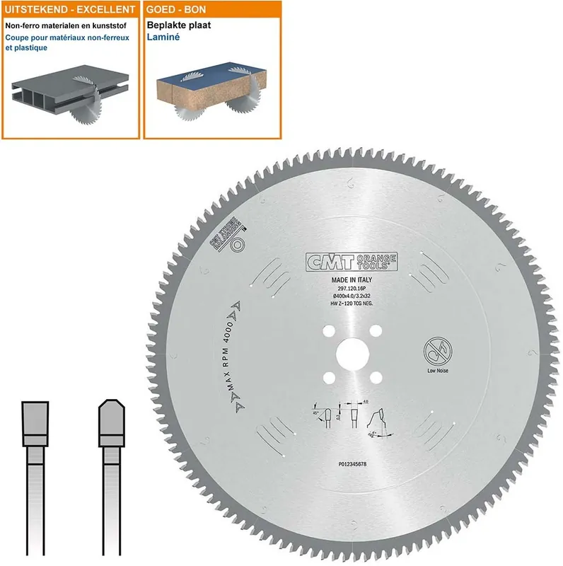 CMT 297.120.16P Lame de scie négative pour Non-Ferreux/Trespa/Alu 400 x 32 x 120T