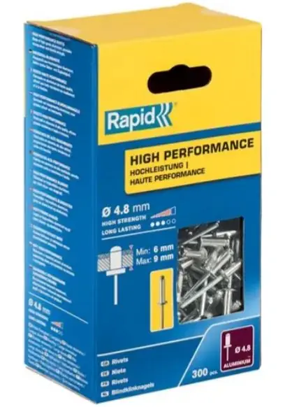 Rapid 5001436 Rivets aveugles Haute Performance Ø 4.8 x 12 mm 300 pcs.