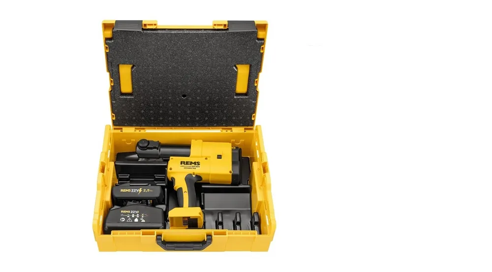 Rems 576026 R220 Akku-Press 22V ACC Connected Basic Pack Presse à balles de précision en L-Boxx