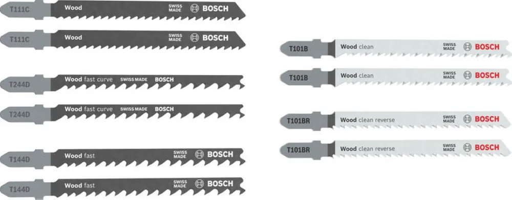 Bosch Bleu Accessoires 2607012069 Jeu de lames de scie sauteuse Wood Basics 10 pièces