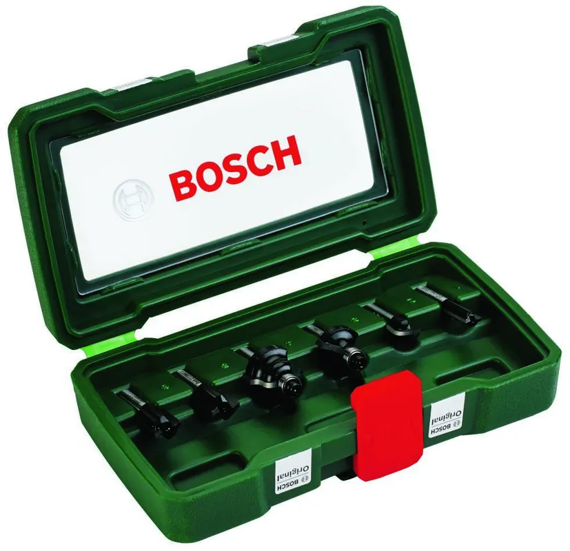Bosch Vert Accessoires 2607019462 Ensemble de fraises à bois HM, tige de reprise 1/4", 6 pièces