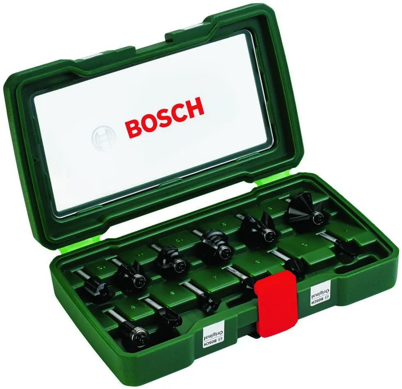Bosch Vert Accessoires 2607019466 HM Jeu de fraises à bois arbre de reprise 8mm 12 pièces
