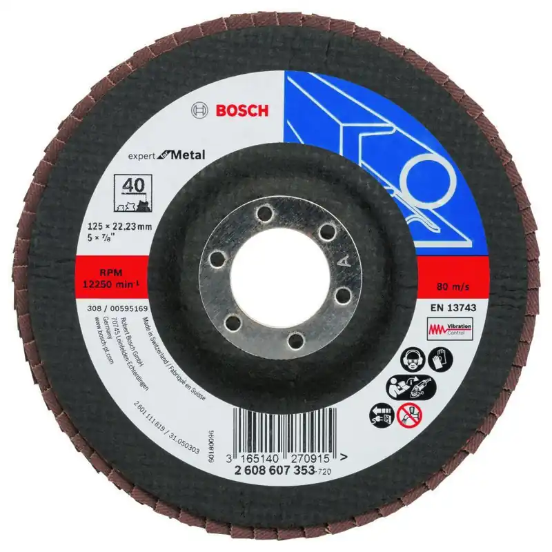 Bosch Bleu Accessoires 2608607353 1x disque à lamelles 125, K40 EFM