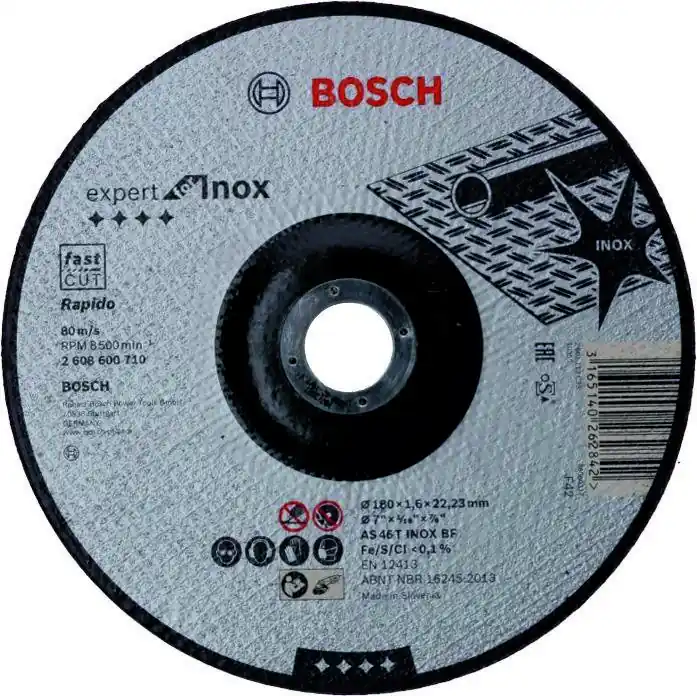 Bosch Bleu Accessoires 2608600710 Disque de ponçage Inox 180x1,9 mm courbé