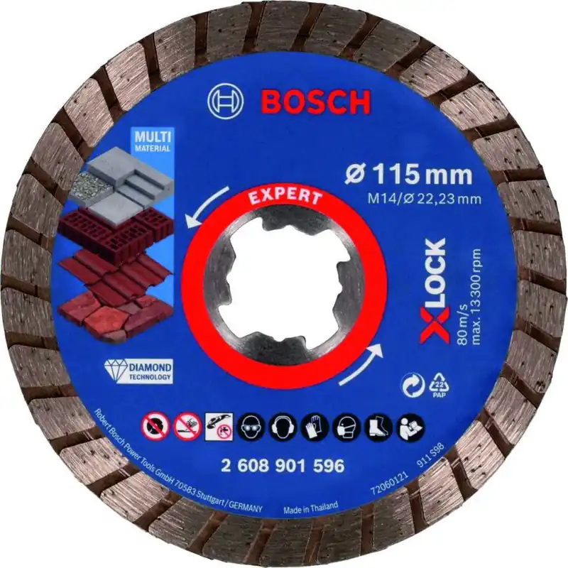 Bosch Bleu Accessoires 2608901596 EXPERT MultiMaterial Turbo X-Lock 115mm