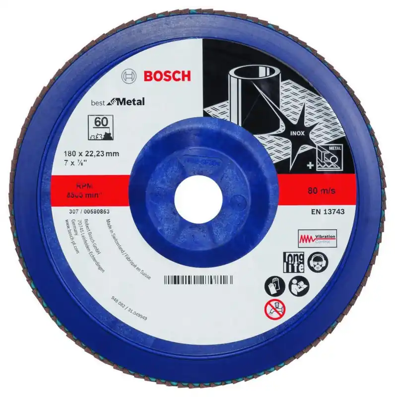 Bosch Bleu Accessoires 2608607343 1x disque à lamelles 180, X571 K60 BFM