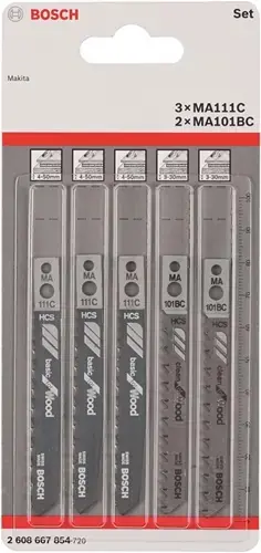 Bosch Bleu Accessoires 2608667854 Jeu de lames de scie sauteuse 5 pièces bois