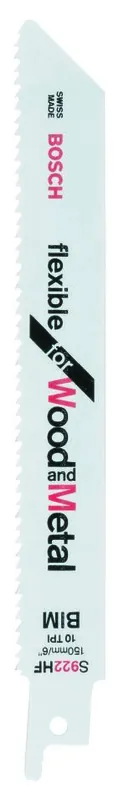 Bosch Bleu Accessoires 2609256711 Lame de scie sabre BIM,S 922 HF,150MM,2,5 / 10