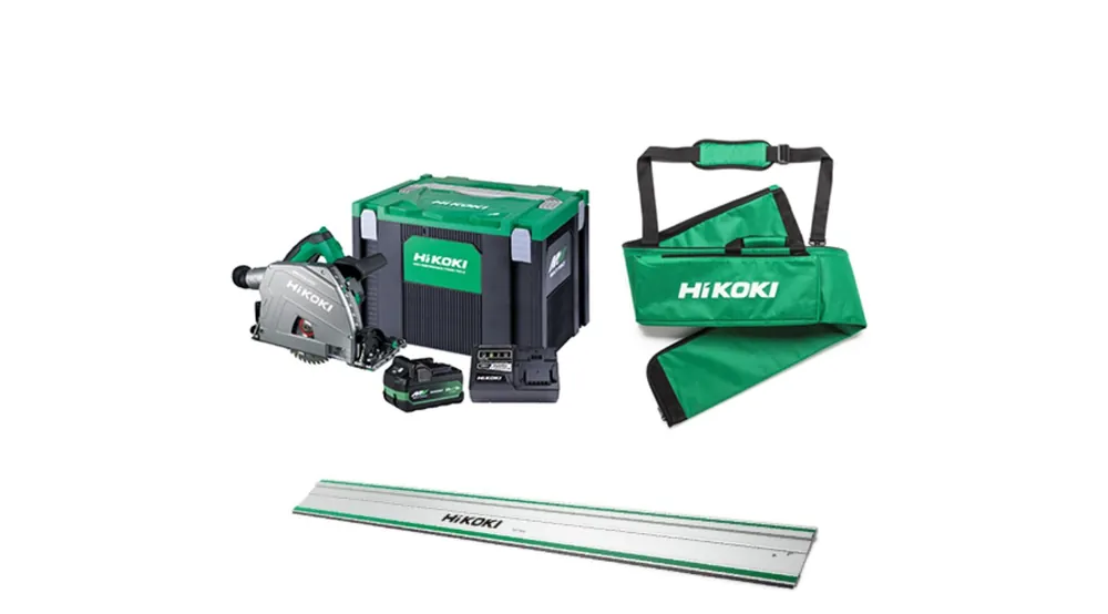 HIKOKI C3606DPAWVZSET Scie circulaire Accu Drop-in 66 mm Multivolt 36V 4.0Ah Li-Ion en HSC IV + Règle 1600mm + Sacoche