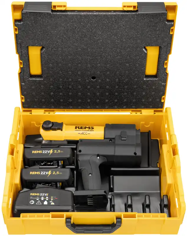 Rems 576061 R220 Akku-Press E 22V ACC Basic-Pack Compresseur de précision en L-Boxx 22V 2 x 2,5Ah