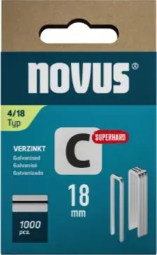 Novus 042-0802 Agrafe à dos étroit C 4/18mm Superhard (1.000 pièces)