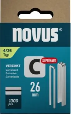 Novus 042-0804 Agrafe à dos étroit C 4/26mm Superhard (1.000 pièces)