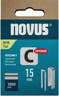 Novus 042-0801 Agrafe à dos étroit C 4/15mm Superhard (1.000 pièces)