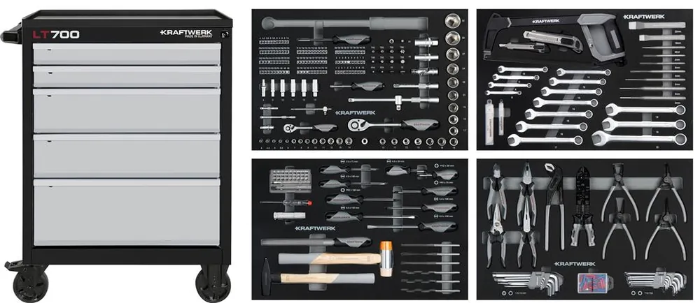 Kraftwerk 102.105.203 LT700 Chariot à outils rempli de 337 pièces