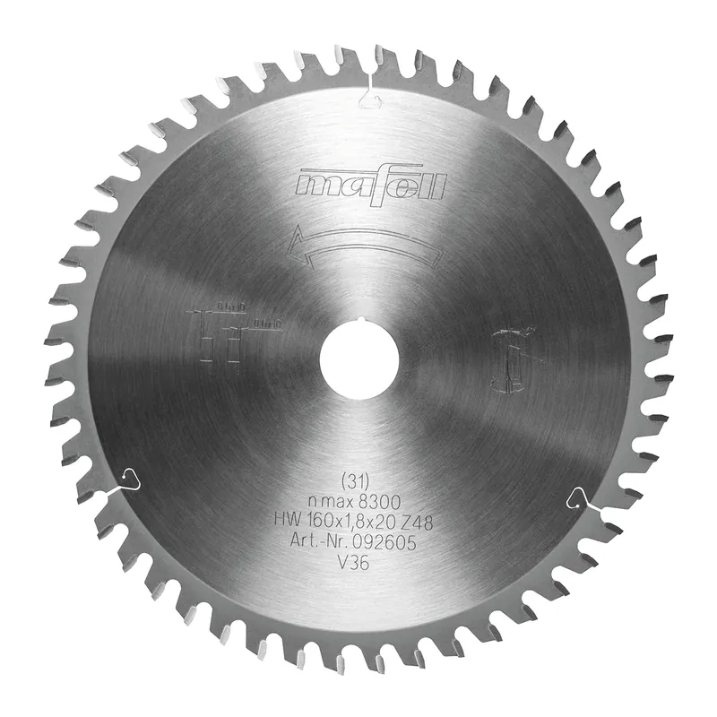 Mafell Accessoires 092605 Lame de scie-HM, 160 x 1,2/1,8 x 20 mm, Z48, 2FZFA pour aluminium/plastique