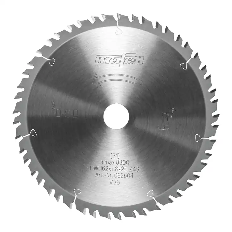 Mafell Accessoires 092604 Lame de scie-GT, 162 x 1,2/1,8 x 20 mm, Z 49-7, 3WZ/FZ coupe fine pour le bois